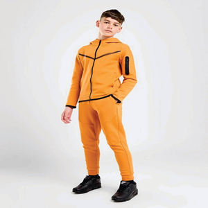 Ensemble survêtement orange pour enfants, deux pièces, veste zippée et pantalon de jogging, vêtements de sport décontractés, tenue de sport pour garçons - Product Image 1