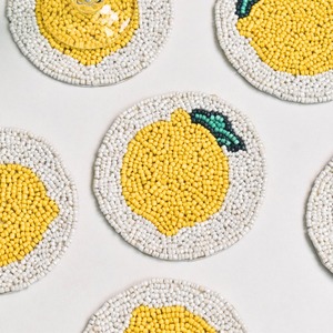 Citron Design circulaire verre perlé caboteur fait à la main décoratif boisson tapis cuisine Table à manger thé café porte-gobelet en gros - Product Image 3