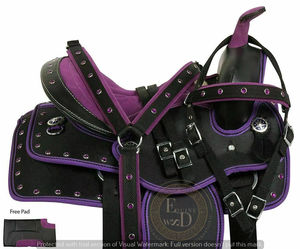 Juego de sillín de carreras de barril sintético occidental de primera calidad, ligero, duradero, cómodo para Rodeo y Trail Performance Riding - Product Image 1