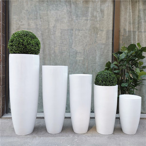Nghệ thuật đơn giản màu trắng sợi thủy tinh hoa nồi hình nón FRP chậu và trồng - Product Image 2