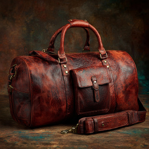 <b>Men</b> Large Luggage Tote Shoulder <b>Bags</b> Casual Business Crossbody Duffel Leather <b>Bag</b> Fashion Leather Duffle <b>Bag</b> With Shoes Packet - Product Image 1