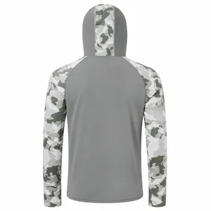 Sweat à capuche de pêche camouflage pour homme UPF 50, manches longues, protection solaire anti-UV, fermeture éclair, en polyester - Product Image 1