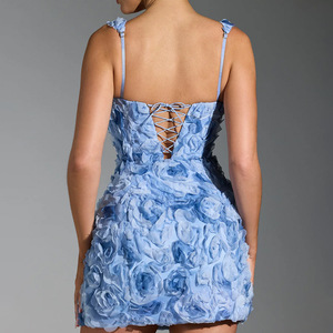 Nouveau design couleur unie O cou dos nu élégant tricot sans manches plissé Mini robe moulante sexy - Product Image 6