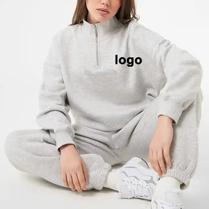 เสื้อฮู้ดดี้ผู้หญิงสำหรับฤดูหนาวแบบมืออาชีพ พิมพ์ลาย 3 มิติ บริเวณโลโก้ด้านหน้า ผ้าฟลีซ สตรีทแวร์ ทรงหลวมไหล่ตก - Product Image 3