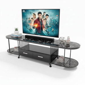 KTV68062 <b>Black</b> Stone Top TV Stand with Drawers 180x40x45cm Modern Design Living Room Furniture TV Cabinet/<b>Console</b> - Product Image 1