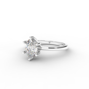 Bague de fiançailles et de mariage solitaire en diamant de laboratoire de taille ovale certifié IGI en or blanc/rose et jaune 14 carats - Product Image 2