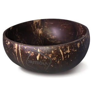 ชุดอาหารจากกะลามะพร้าว ชามสมูทตี้ ชามกะลามะพร้าวแบบเป็นมิตรกับสิ่งแวดล้อม ครึ่งใบ พร้อมบรรจุภัณฑ์แบบกำหนดเอง แกะสลักโลโก้ - Product Image 1