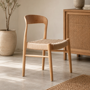Silla de Comedor Moderna de Madera Sungkai, Patas de Madera Maciza, Diseño Escandinavo, Tapicería Impermeable para Uso en Hoteles, Hogares y Oficinas - Product Image 1