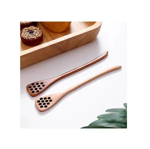 Custom wooden honey spoon portable drizzle 3 Inch wood mixing stirrer honey sticks jar mixer mini wooden honey dipper