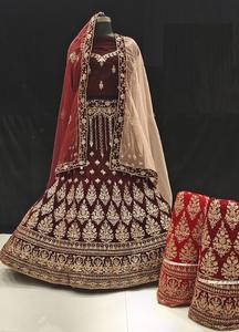 Designer de luxe exquis mariée Lehenga Choli Double Dupatta riche embellissements pierres Collection de vêtements indiens pakistanais - Product Image 5