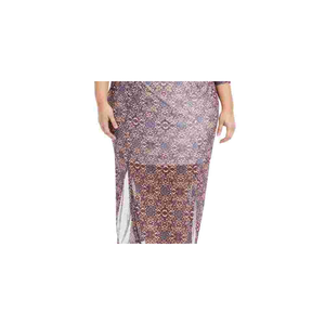 Abito lungo in chiffon viola taglie forti da donna NY Collection con stampa e doppio spacco, modello a tubino con vita impero, taglia 1X - Product Image 3