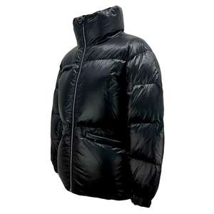 Chaqueta Acolchada Negra con Aspecto Abultado, Gruesa, Aislante y Cálida, Rellena de Plumón, con Brillo Brillante, Estilo Bomber, Ropa de Invierno para Hombre - Product Image 5