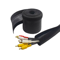 Gaine de câble tressée extensible enveloppante avec fermeture à crochets et boucles