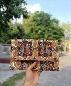 Fabriqué à la main de luxe femmes soirée pochette Design exclusif à la mode fantaisie perlé enveloppe sac à main avec fermeture à glissière fabriqué en inde - Product Image 1