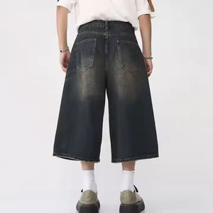 Pantalones Cortos Vaqueros de Mezclilla de Algodón Lavado Oscuro Desgastado, Estilo Casual, con Diseño Personalizado, de Pierna Recta, de Alta Calidad, OEM 2026 - Product Image 5