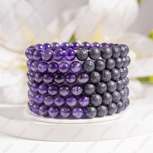 Trendy Luxury Fashion Jewelry Indian Manufacturer Amethyst Lava Stone Diffuser Bracelet Gemstone Beads for Anniversary Unisex - Product Image 1