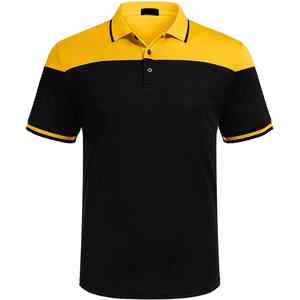 Camisetas Polo para hombre con cuello amarillo y negro de secado rápido, camisetas de algodón de talla grande con bordado de logotipo personalizable - Product Image 3