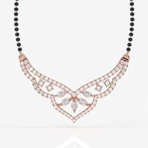 Mangalsutra de Plata de Ley para Mujer con Diamantes de Moissanita de Corte Redondo y Marquesa, Joyería Cultural Coleccionable - Product Image 5