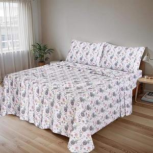 Luxury High Quality 100% Cotton Queen <b>Bed</b> Sheet Set Linen Solid Pattern Home Hotel Use <b>Comfortable</b> Soft 4-Piece 300TC - Product Image 1