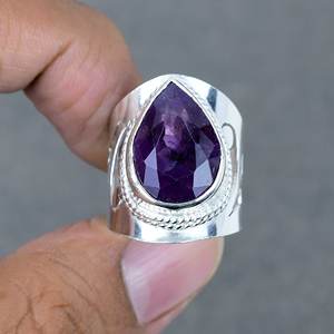 Meilleure qualité 925 argent plaqué laiton naturel coupe améthyste poire lunette bague de réglage à la main bijoux à la mode femmes - Product Image 2