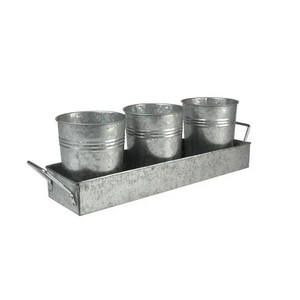 Galvanized Planters In new Design Metal <b>garden</b> Pots And Planters set of 3 buckets with side handle Metal <b>garden</b> Planters - Product Image 5