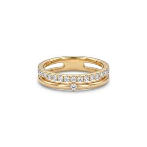 Bague en or jaune avec diamant et bande au lueur éclatant - Product Image 2