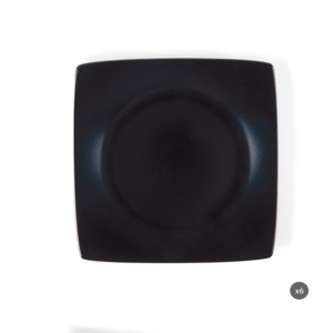 Set di 6 Piatti da Dessert in Ceramica Quadrati, Finitura Nera Opaca, Design Nordico Minimalista ed Elegante, Eclipse by Excelsa - Product Image 1
