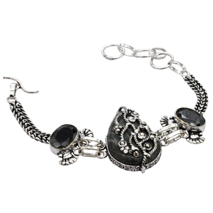 Women's Fashion Bangle Chunky <b>Copper</b> <b>Bracelet</b> with Natural Crystal Black Onyx Gemstone Assortment Mixed Gemstones Brass Jewelry - Product Image 2