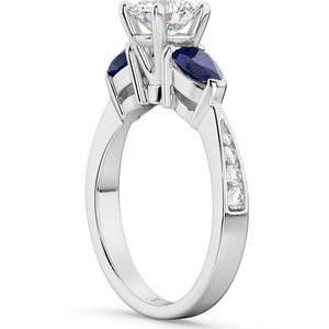 Bague de fiançailles en or blanc 18 carats avec diamant et saphir bleu poire 0,79 ct, style religieux, clarté VVS, pour mariage ou cadeau - Product Image 2