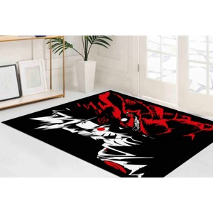 Tapis Anime : Motif Noir & Rouge, Tapis Antidérapant, Tapis Doux Non Tissé - Product Image 5