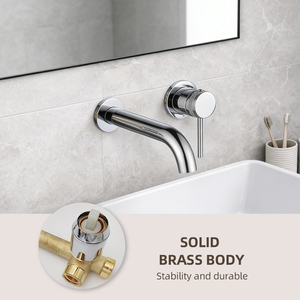 Mitigeur de lavabo mural moderne en laiton massif avec poignée gravée, cartouche en céramique haute densité, capteur sans contact, pour hôtel - Product Image 3
