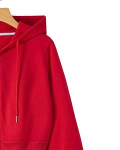 Customized Women <b>Red</b> Crop Zip Hoodie Casual Long Sleeve Hooded Sweatshirt With Zipper Rib Cuff Fashion Winter Streetwear <b>Top</b> - Product Image 2