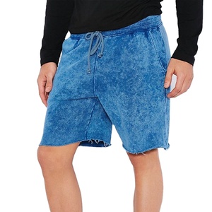 Shorts pour hommes en coton tricoté 100% respirant, style streetwear délavé à l'acide, haute qualité, vintage, avec logo personnalisé, vente en gros pour l'été - Product Image 1