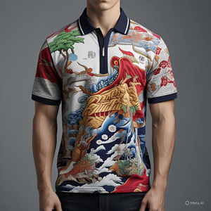 Nuevo Polo personalizado de algodón puro para hombre, estilo europeo y americano, tendencia de color contrastante, camisa informal de manga corta con cremallera - Product Image 1