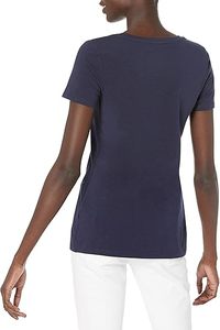 เสื้อยืดคอวีแขนสั้นระบายอากาศได้ดีสำหรับผู้หญิง - Product Image 3