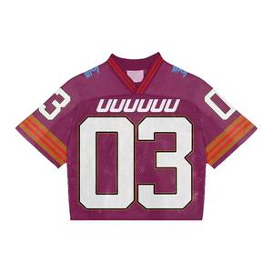 Streetwear d'été pour hommes personnalisé Vintage sérigraphie Boxy recadrée tricoté T-Shirt Gym Football Mesh Jersey pour le football Nouveau - Product Image 4