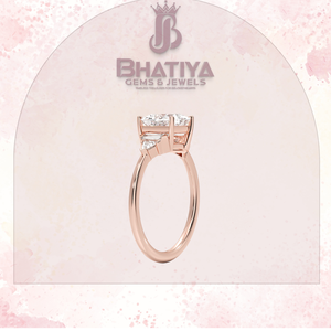 Princesse coupe 1-3 CT centre pierre laboratoire cultivé diamant et la bague de fiançailles Art déco cadeau en or massif pour unisexe - Product Image 4