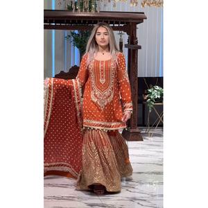 Presentando el nuevo diseñador Top Plazzo con Dupatta Set Faux Georgette Fabric Heavy Look para mujer Fiesta y ropa festiva por exportación - Product Image 1