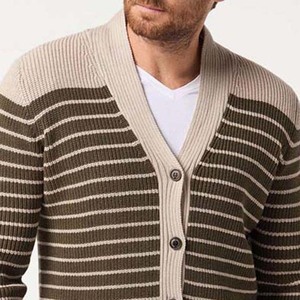 Pulls cardigan pour hommes sur mesure en gros, mode hiver, col en V, décontracté, anti-plis, respirant, en coton 240g - Product Image 3