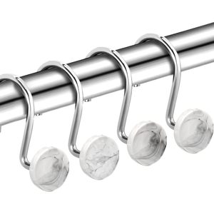 Set di 12 Ganci per Tenda Doccia Antiruggine, 6 Design Moderni Stampati in 3D per Bagno e Hotel, Realizzati in Poliestere, PVC e Metallo - Product Image 1