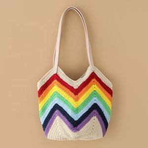Bolso de Hombro Casual Tejido a Crochet con Diseño Arcoíris para Mujer, Estilo Bohemio, con Compartimento para Teléfono Móvil, Ideal para Viajes Diarios - Product Image 2
