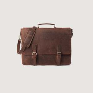 Men's Vintage Distressed Brown Leather Messenger Bag - Product Image 1