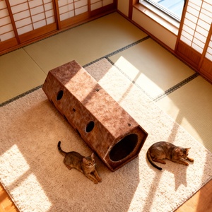 Tunnel pour chat hexagonal multifonctionnel, lit, griffoir, jeu intérieur, repos, affûtage des griffes, en laine pour plusieurs chats de toutes tailles - Product Image 6