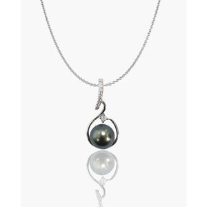 จี้ไข่มุกดำตาฮิติรูปหงส์ - Product Image 1