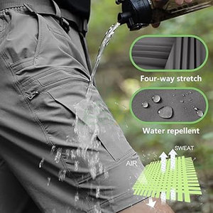 Pantalones Cortos de Senderismo Cargo de Lona de Secado Rápido Resistentes al Agua para Hombre, Estilo de Ropa de Trabajo Transpirable, Aventuras al Aire Libre, Diseño Sólido - Product Image 3
