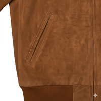 Blouson court d'hiver pour homme en daim de chèvre ambré 100 % authentique, de haute qualité, style baseball, avec fermeture éclair sur le devant
