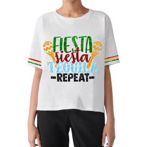 Cinco-de-Mayo เสื้อยืดผ้าฝ้ายสวมใส่สบายสำหรับผู้หญิงเสื้อยืดคอกลมทรงหลวมผ้าปักเงาสำหรับฤดูร้อนผลิตตามสั่ง - Product Image 3