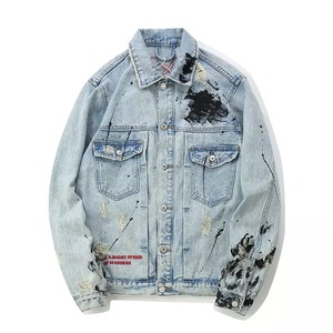 Chaqueta de mezclilla azul con logotipo personalizado de moda, 100% algodón, informal, para hombre, estilo urbano. - Product Image 2
