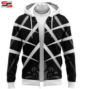 Vente en gros bon marché Sublimation surdimensionné avec poches latérales Multi Color Blank 100% Polyester Zipper Hoodies pour hommes - Product Image 4
