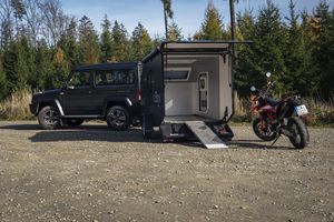 Remorque de camping multi-usage avec rangement pour moto, remorque compacte d'aventure pour le transport de SUV et de moto, mini-remorque tout-terrain - Product Image 5